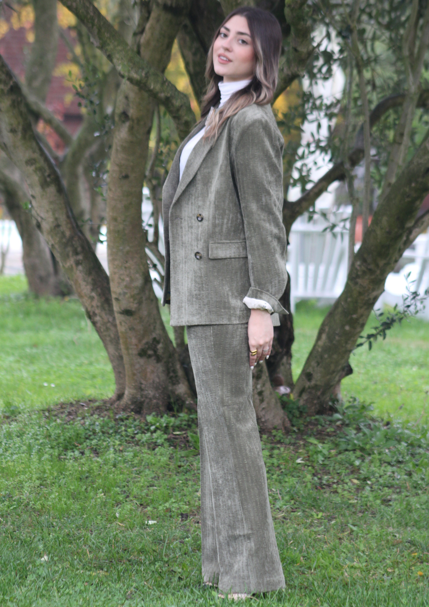 Pantalone velluto verde