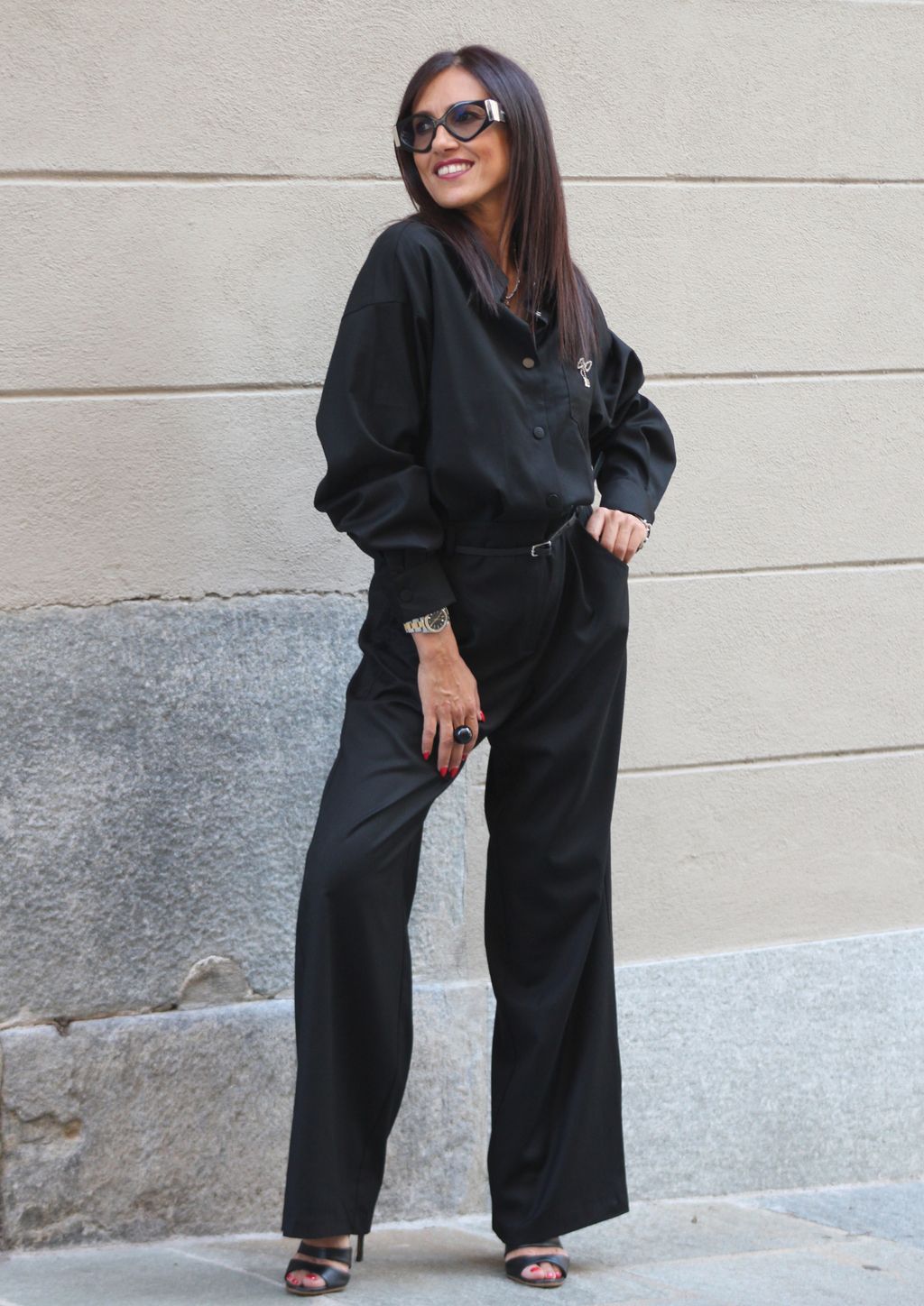 Tuta fresco lana nera