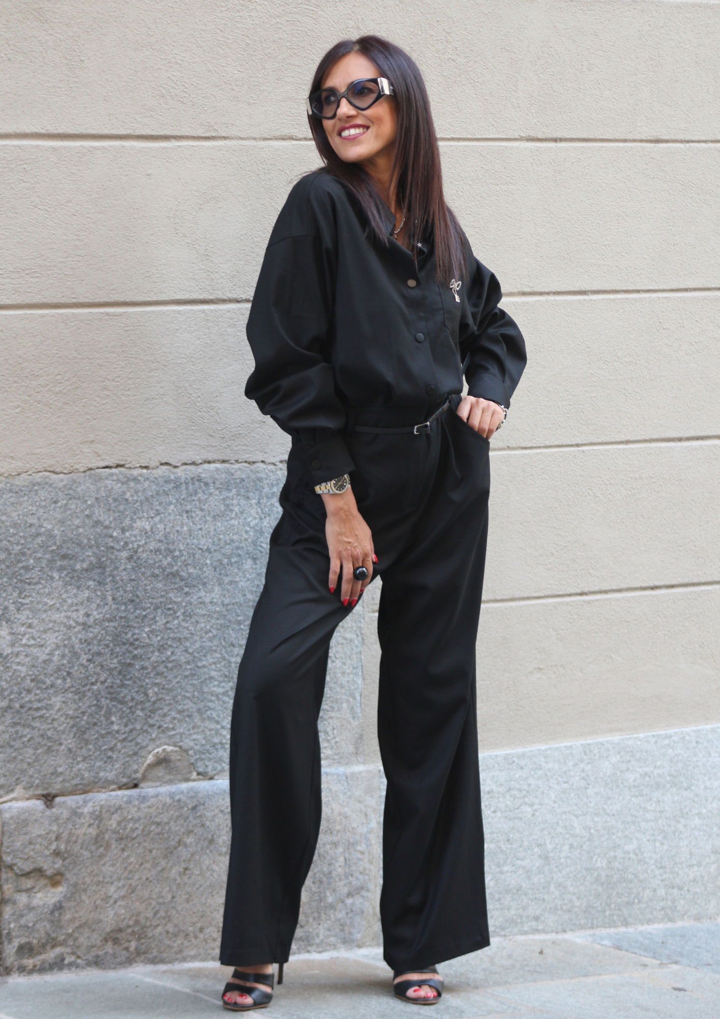 Tuta fresco lana nera