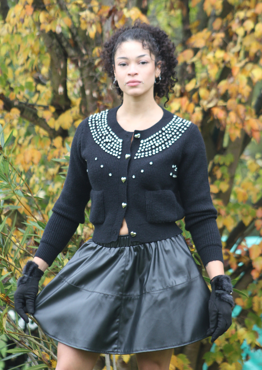 Cardigan lana Swarovski nero