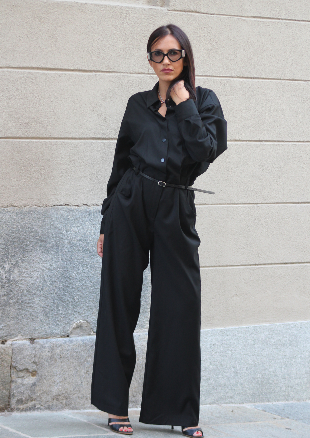 Tuta fresco lana nera