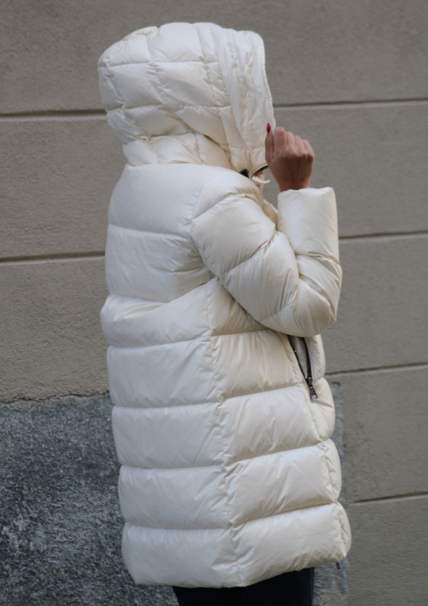 Piumino bianco lucido lungo