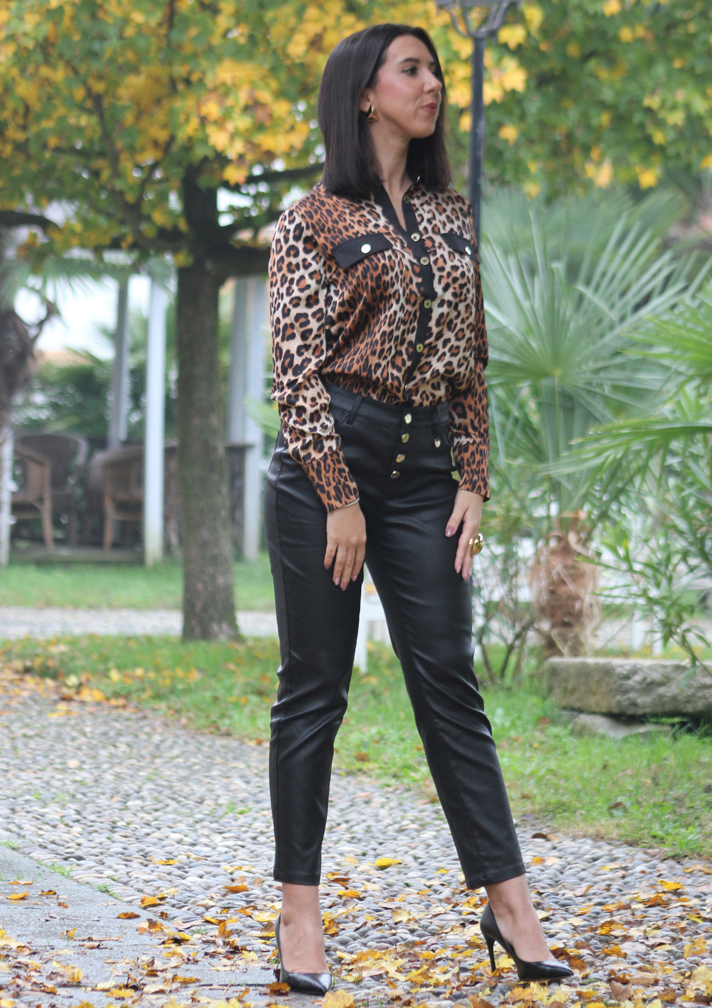 Pantalone nero ecopelle