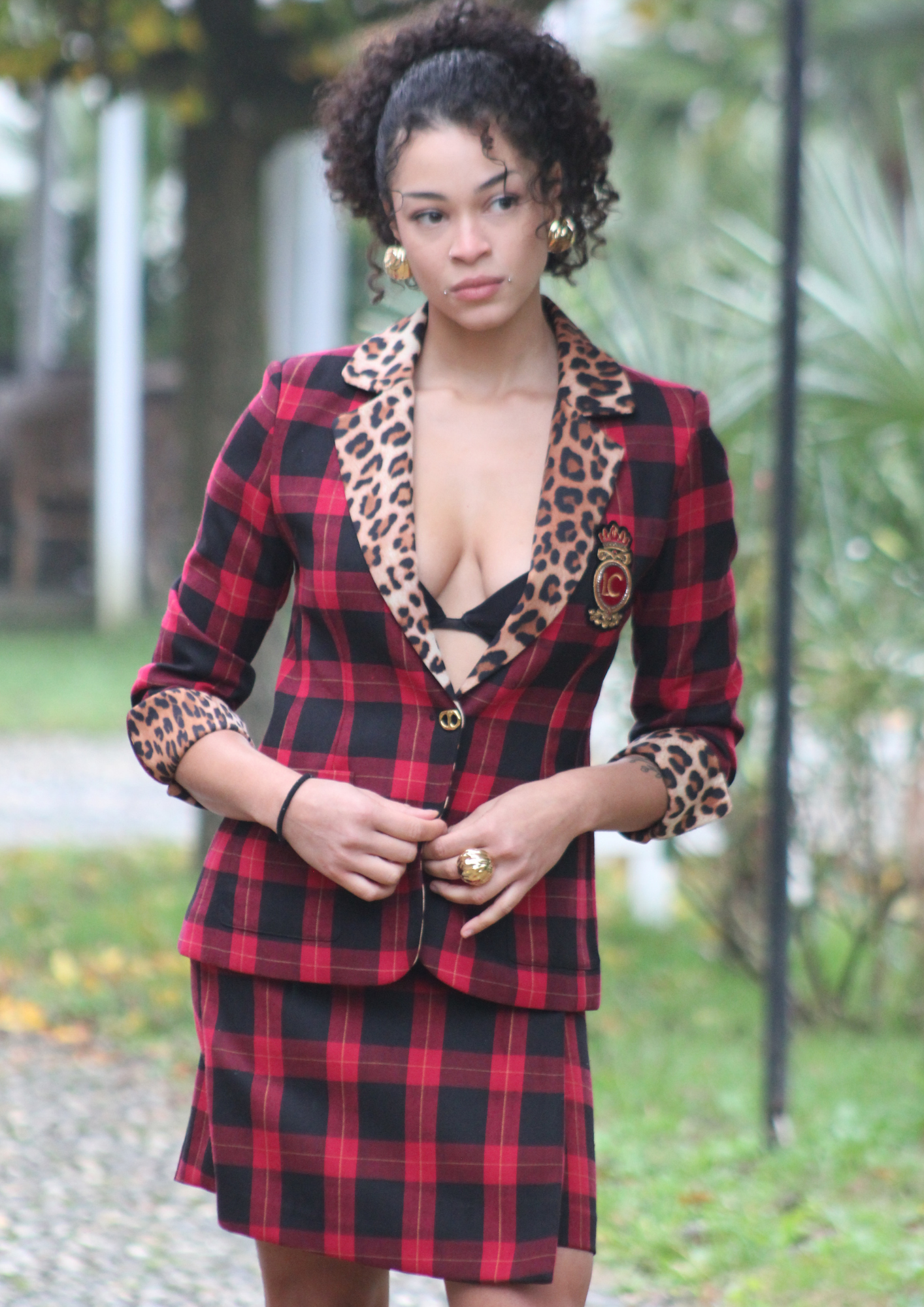 Blazer tartan rossa nera