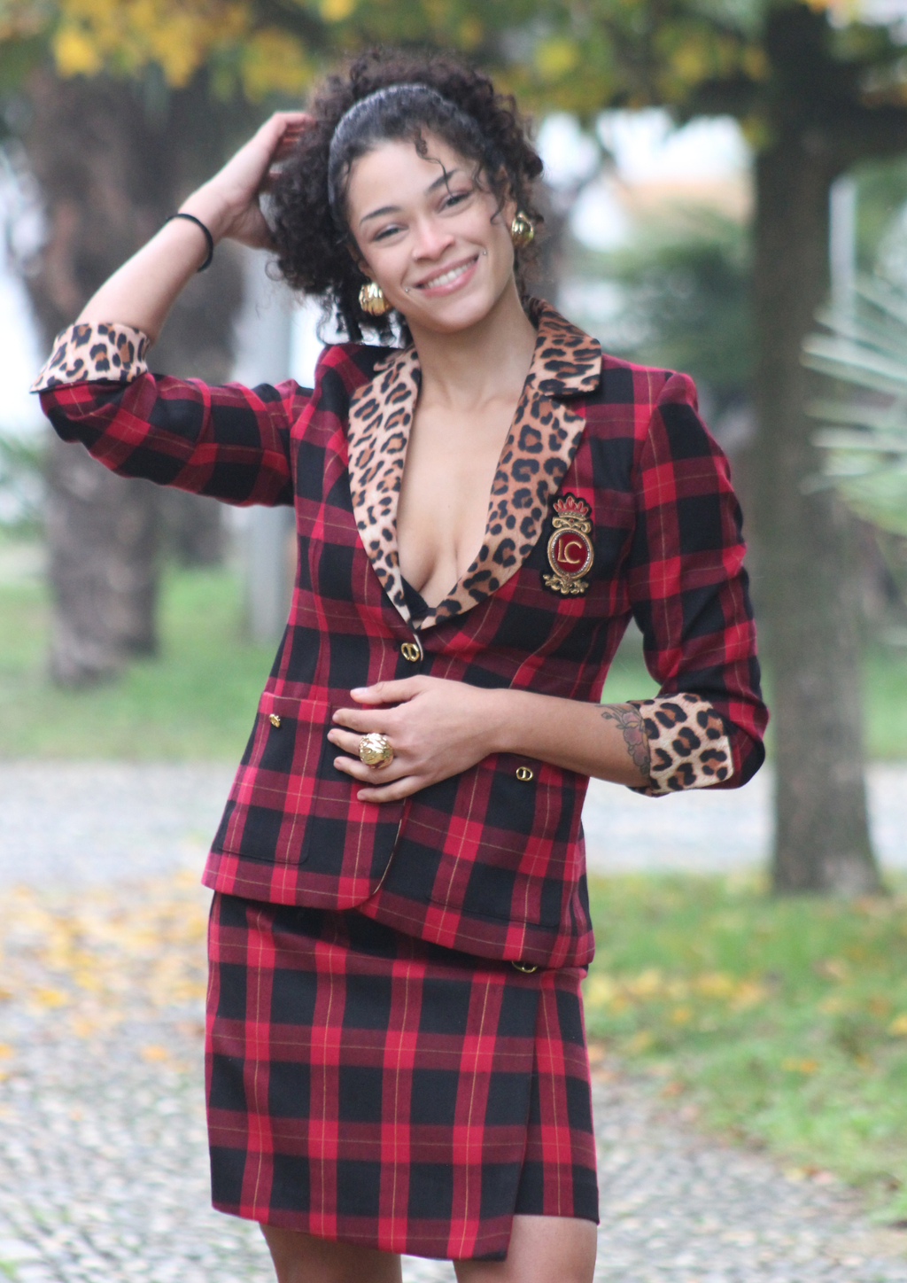 Blazer tartan rossa nera