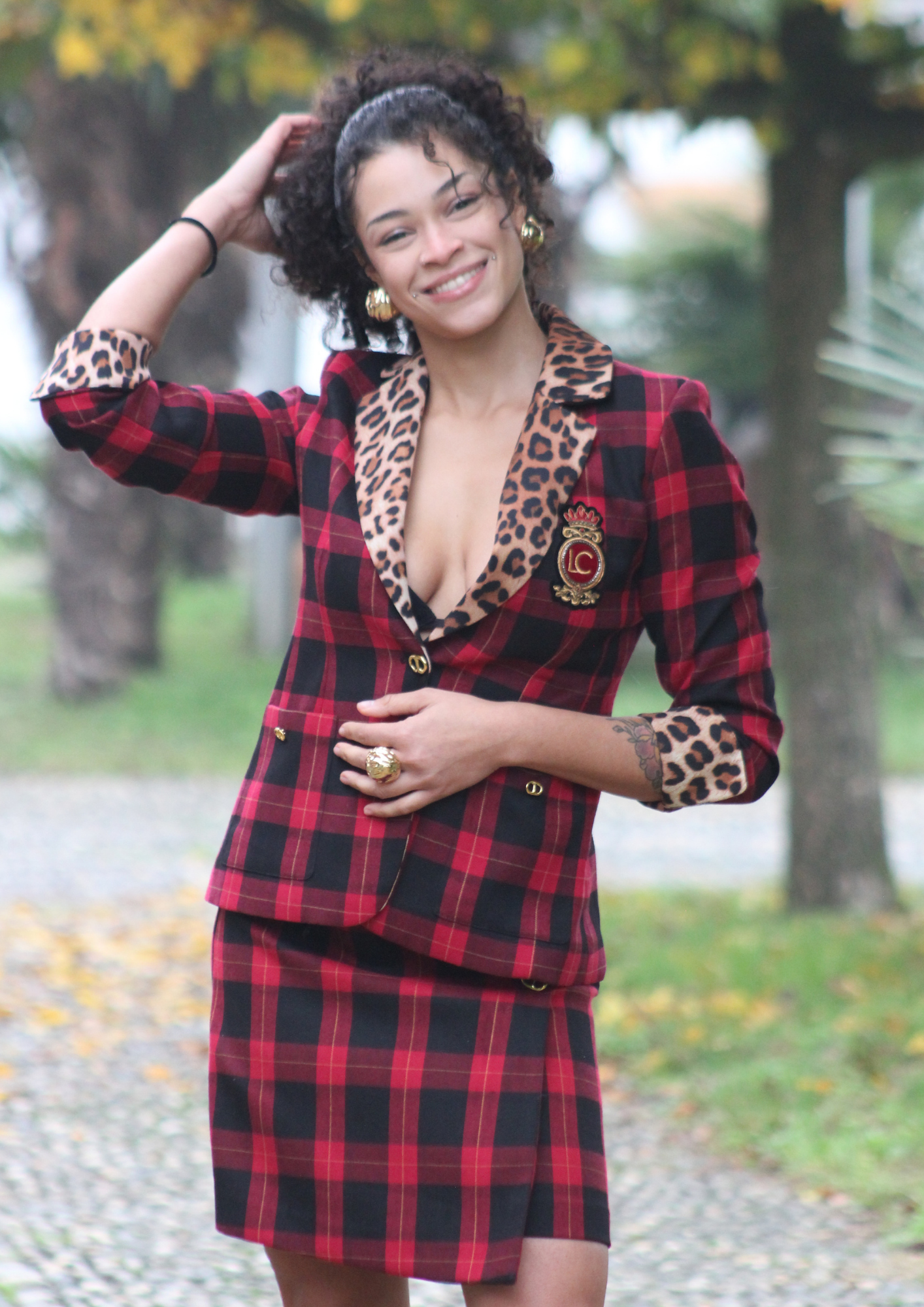 Blazer tartan rossa nera