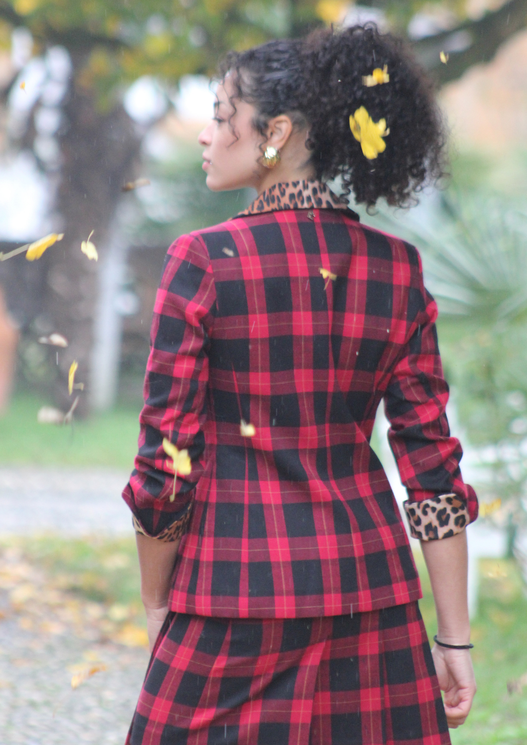 Blazer tartan rossa nera