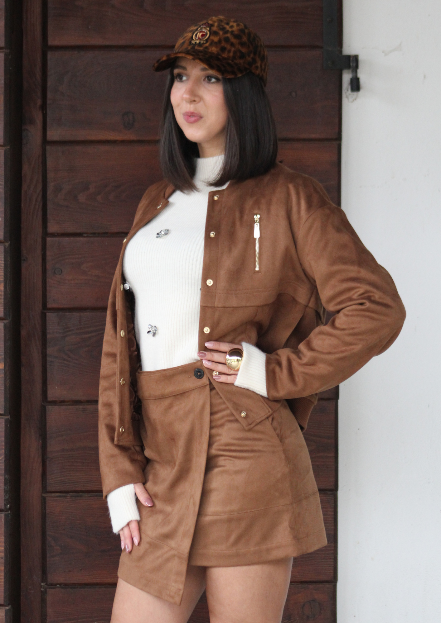 Bomber scamosciato cammello