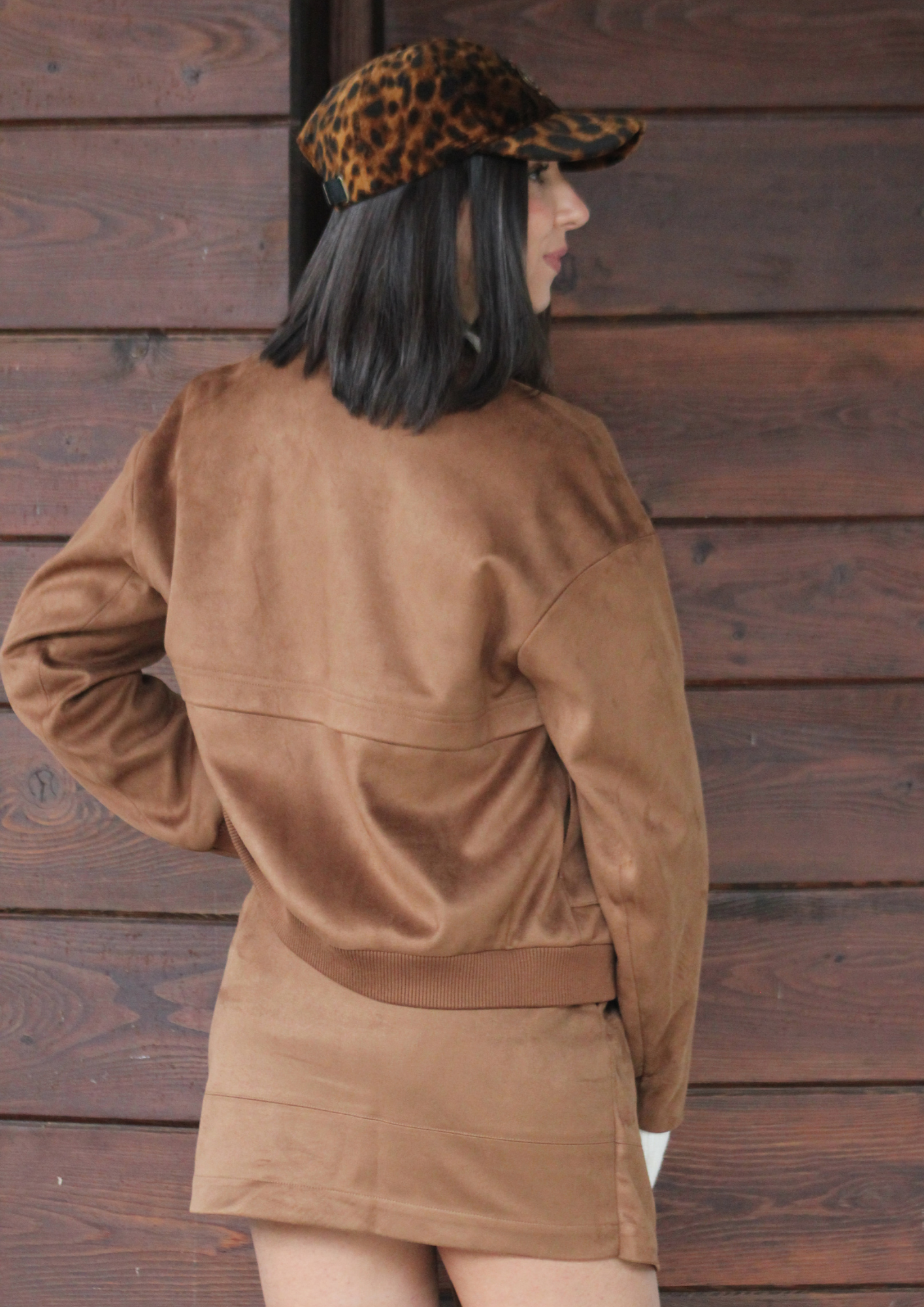 Bomber scamosciato cammello