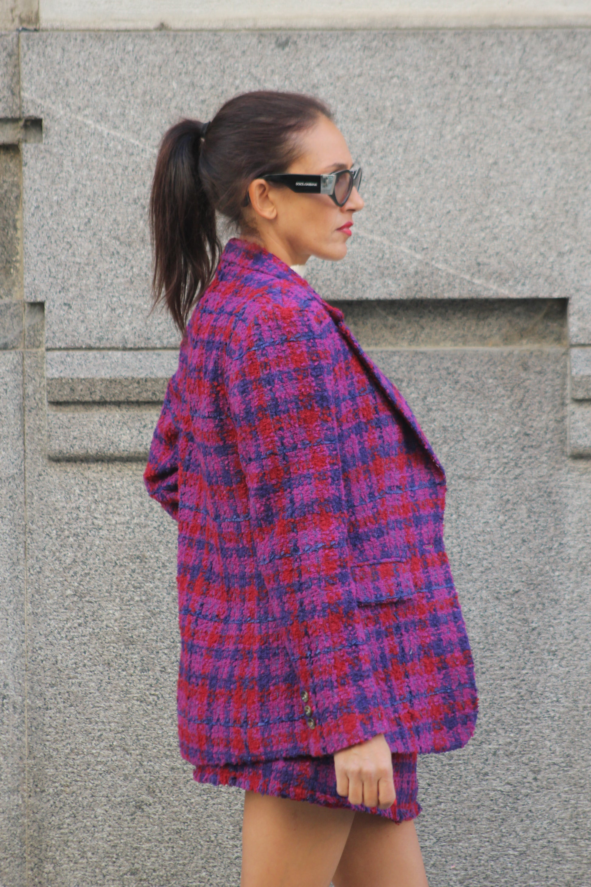 Giacca quadri  fucsia