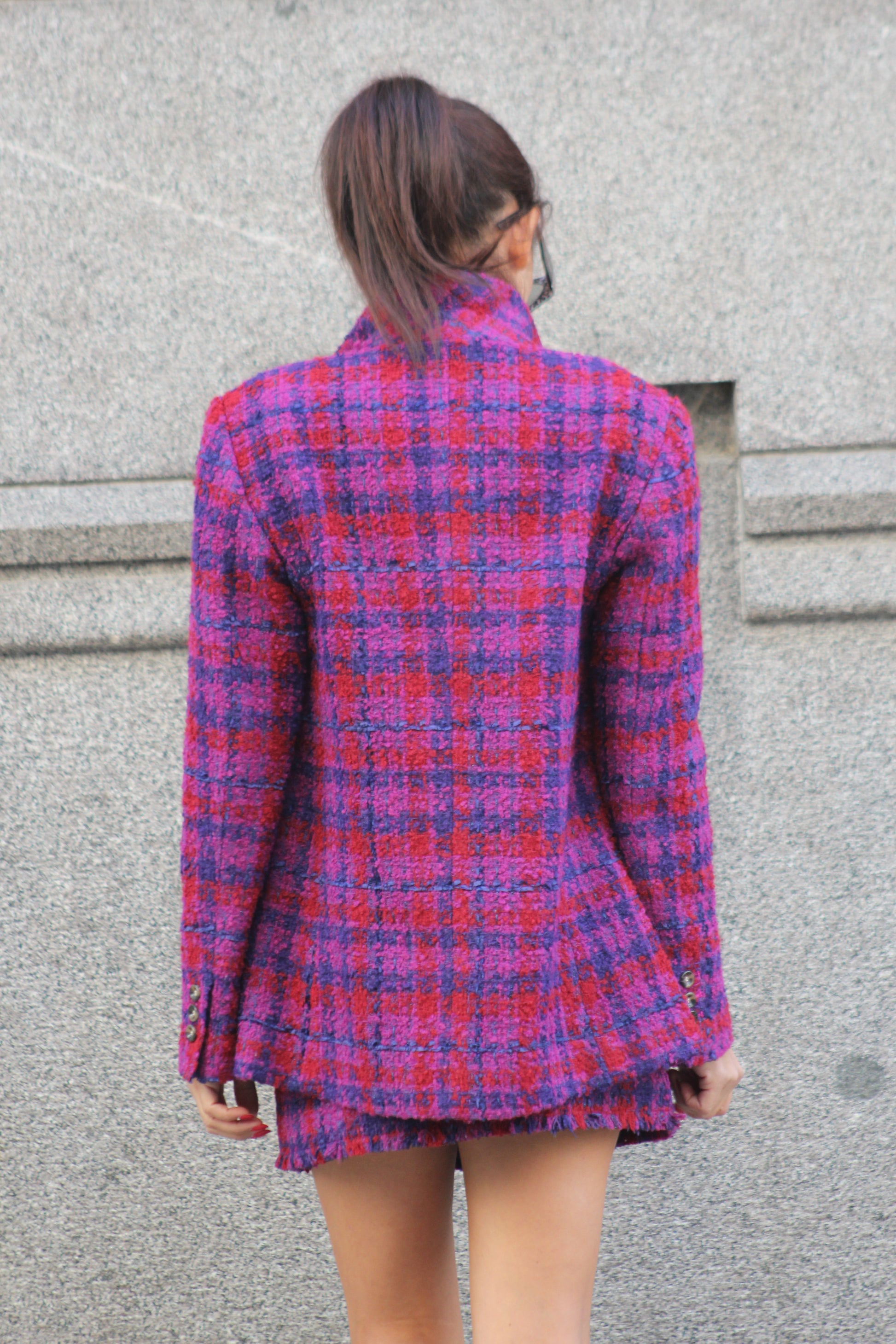 Giacca quadri  fucsia