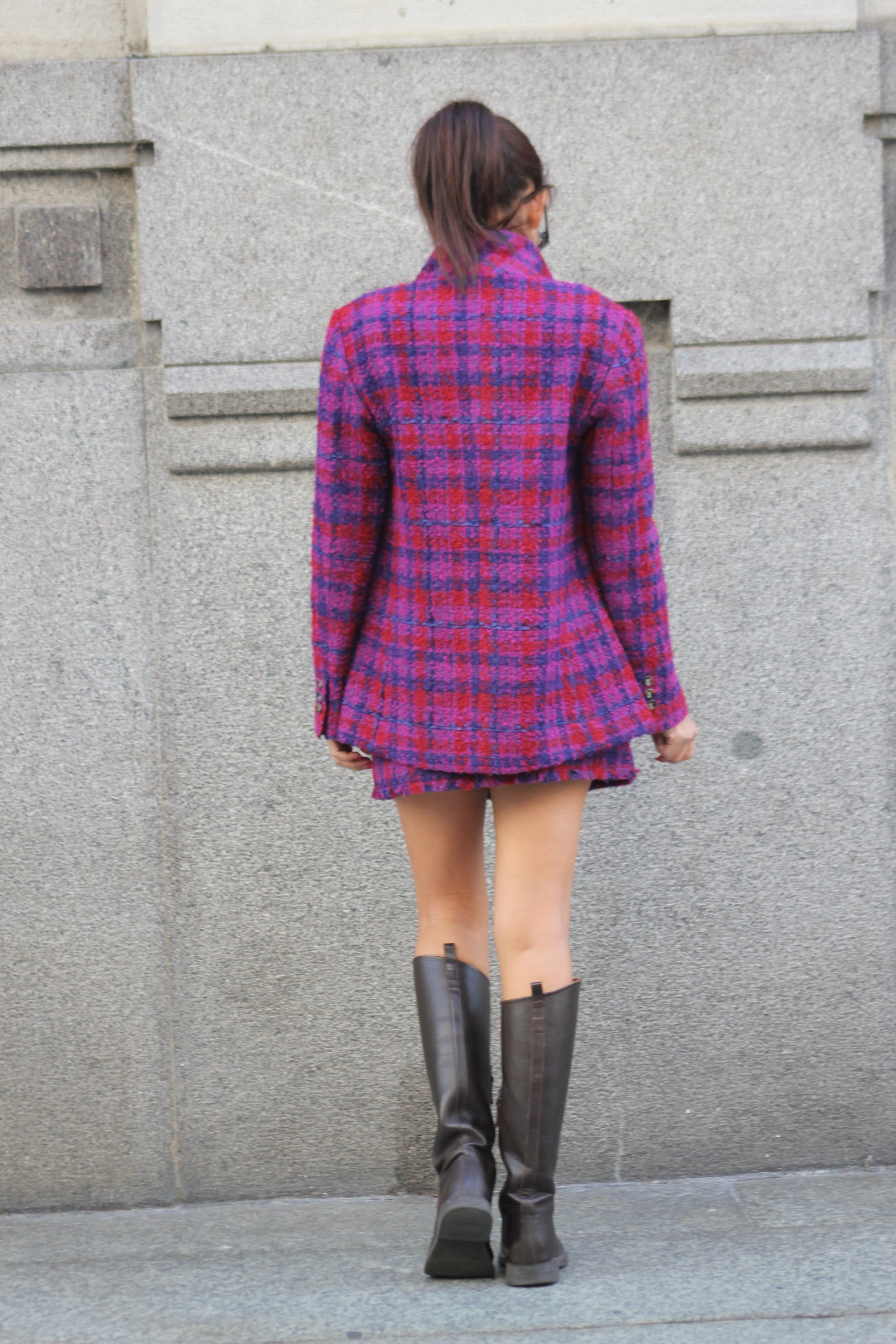 Giacca quadri  fucsia