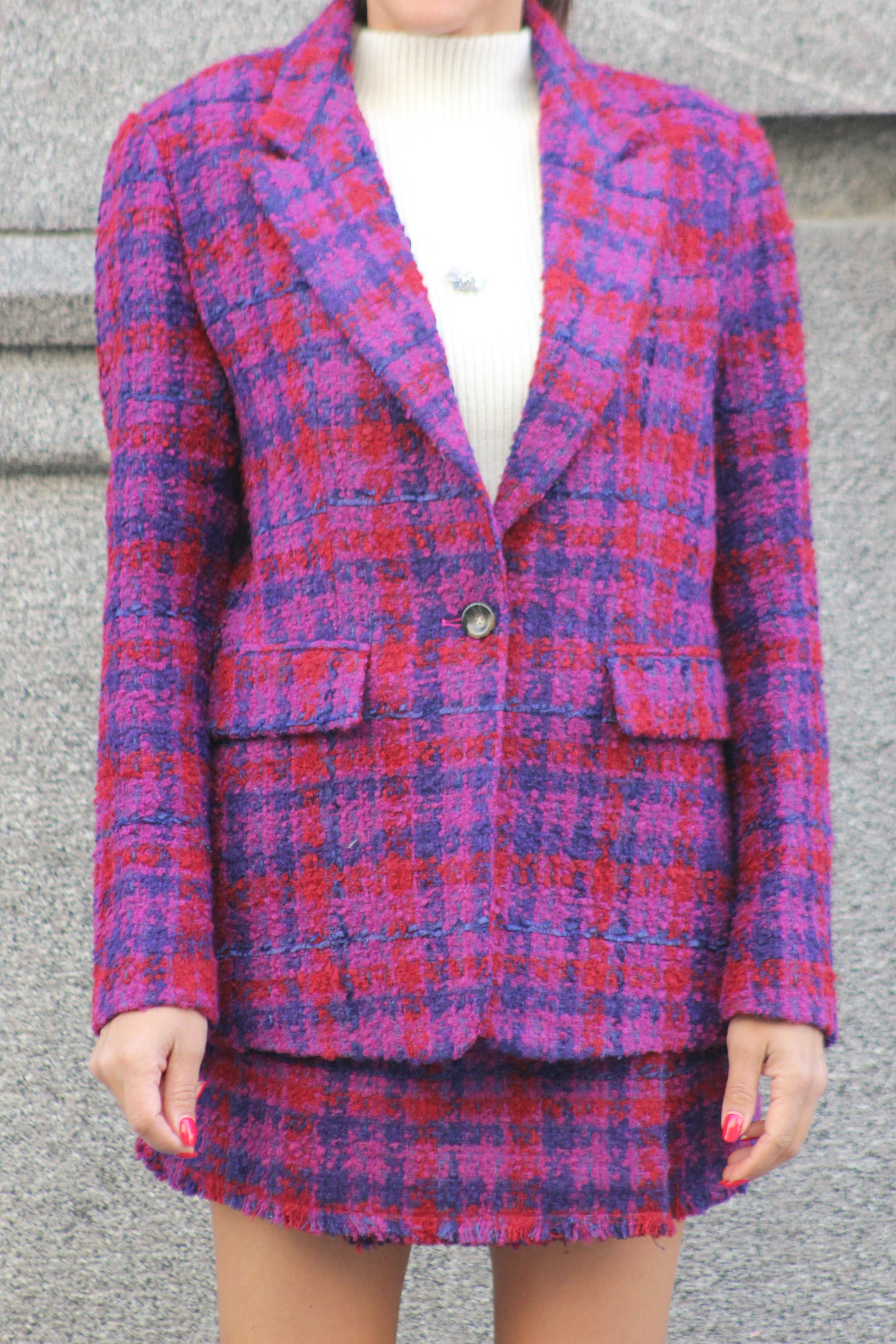 Giacca quadri  fucsia