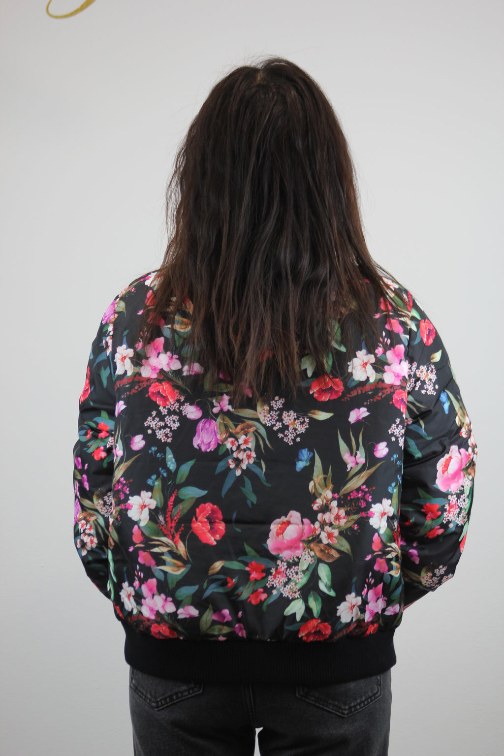 Bomber piumino stampato fiori