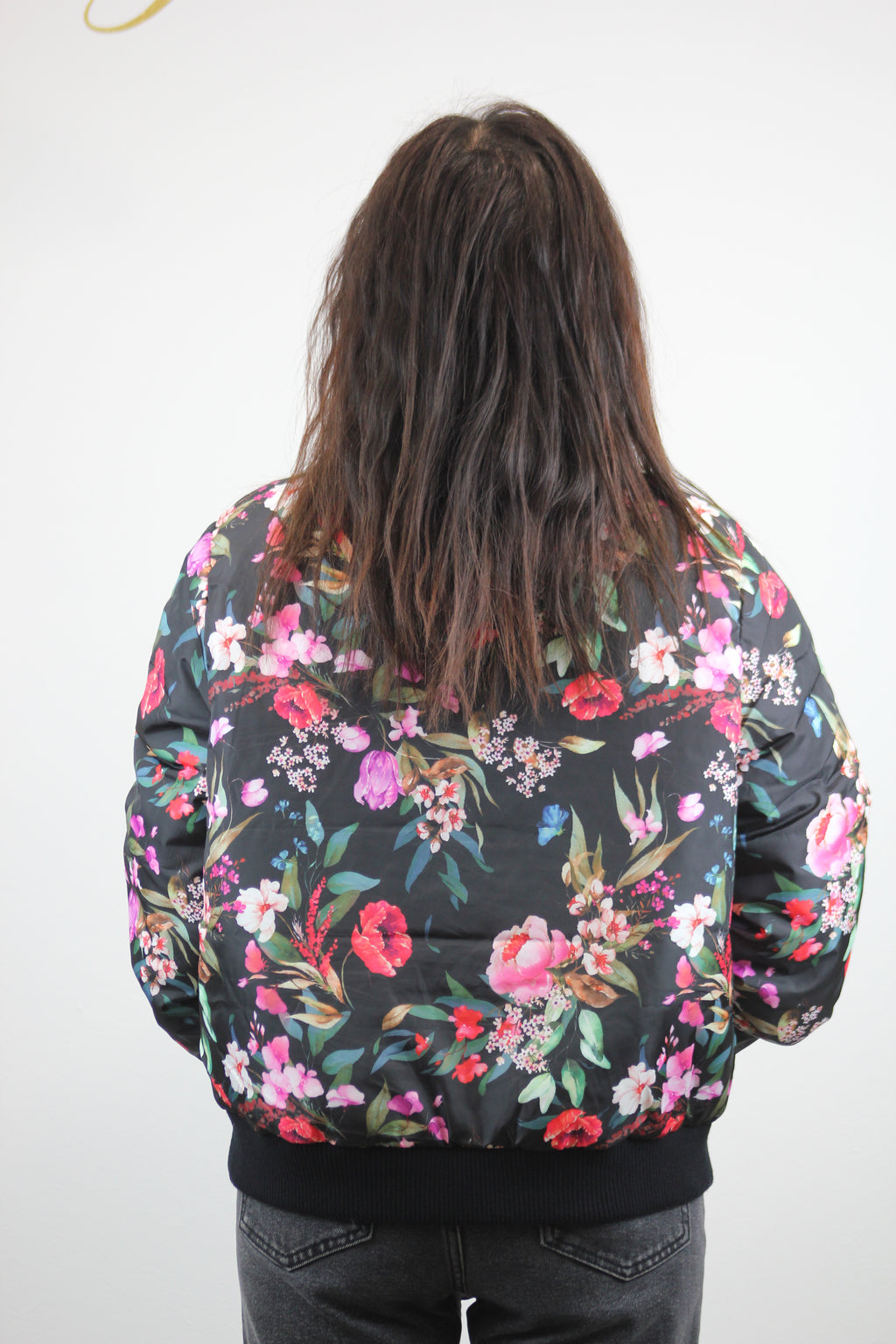 Bomber piumino stampato fiori