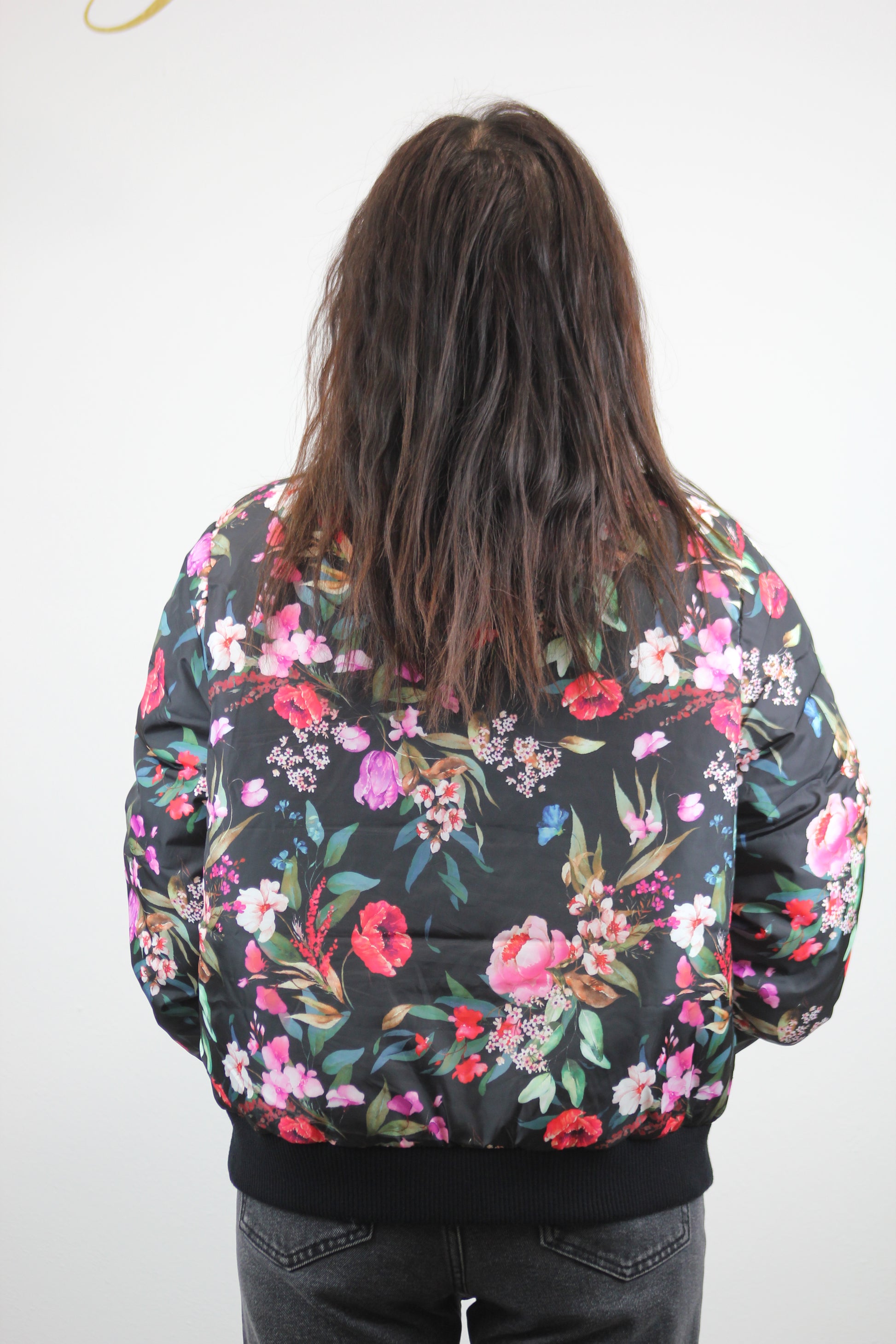 Bomber piumino stampato fiori