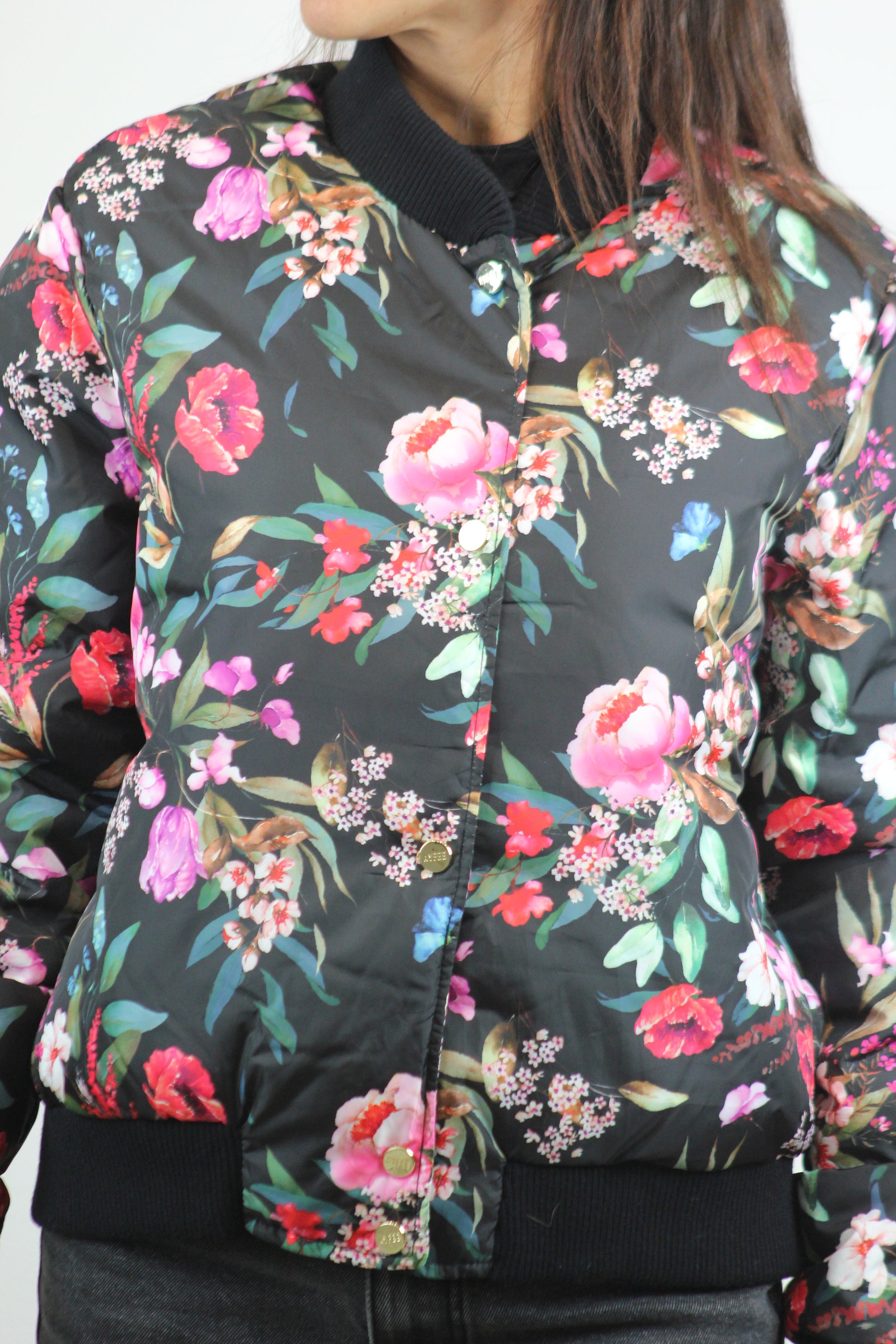 Bomber piumino stampato fiori