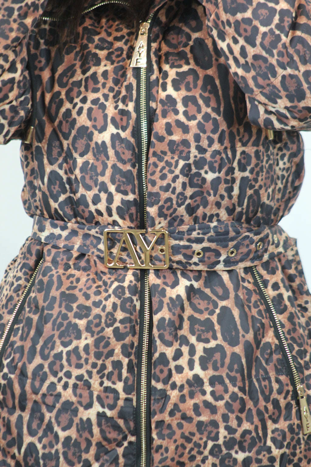 Giacca piumino midi stampato maculato