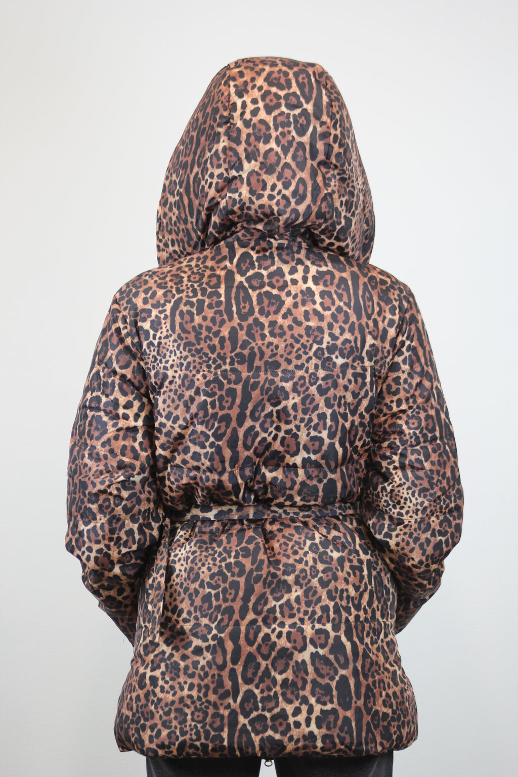 Giacca piumino midi stampato maculato