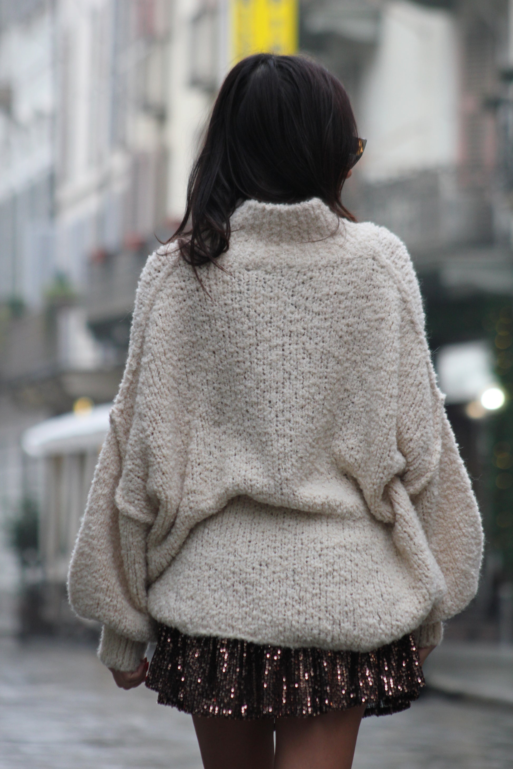 Gonna pantalone paillettes marrone