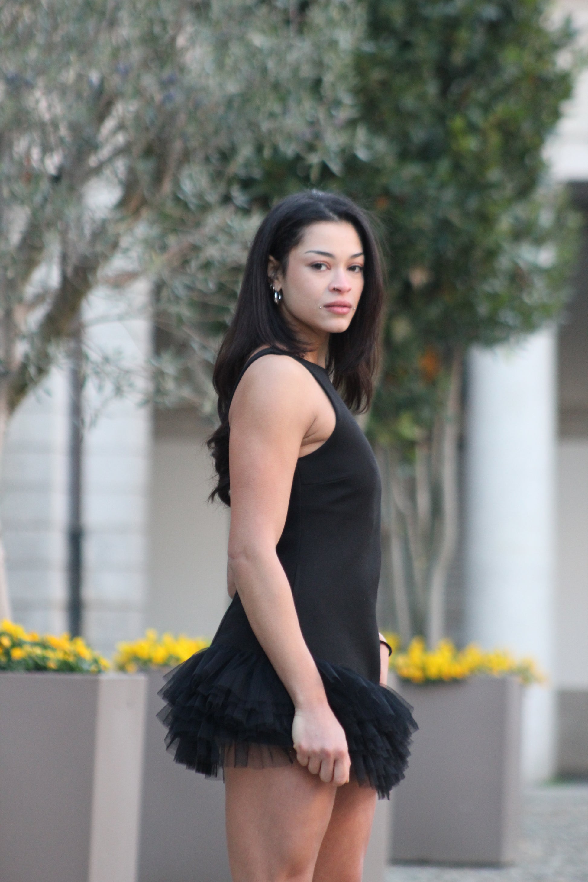 Abito tutina tulle nera