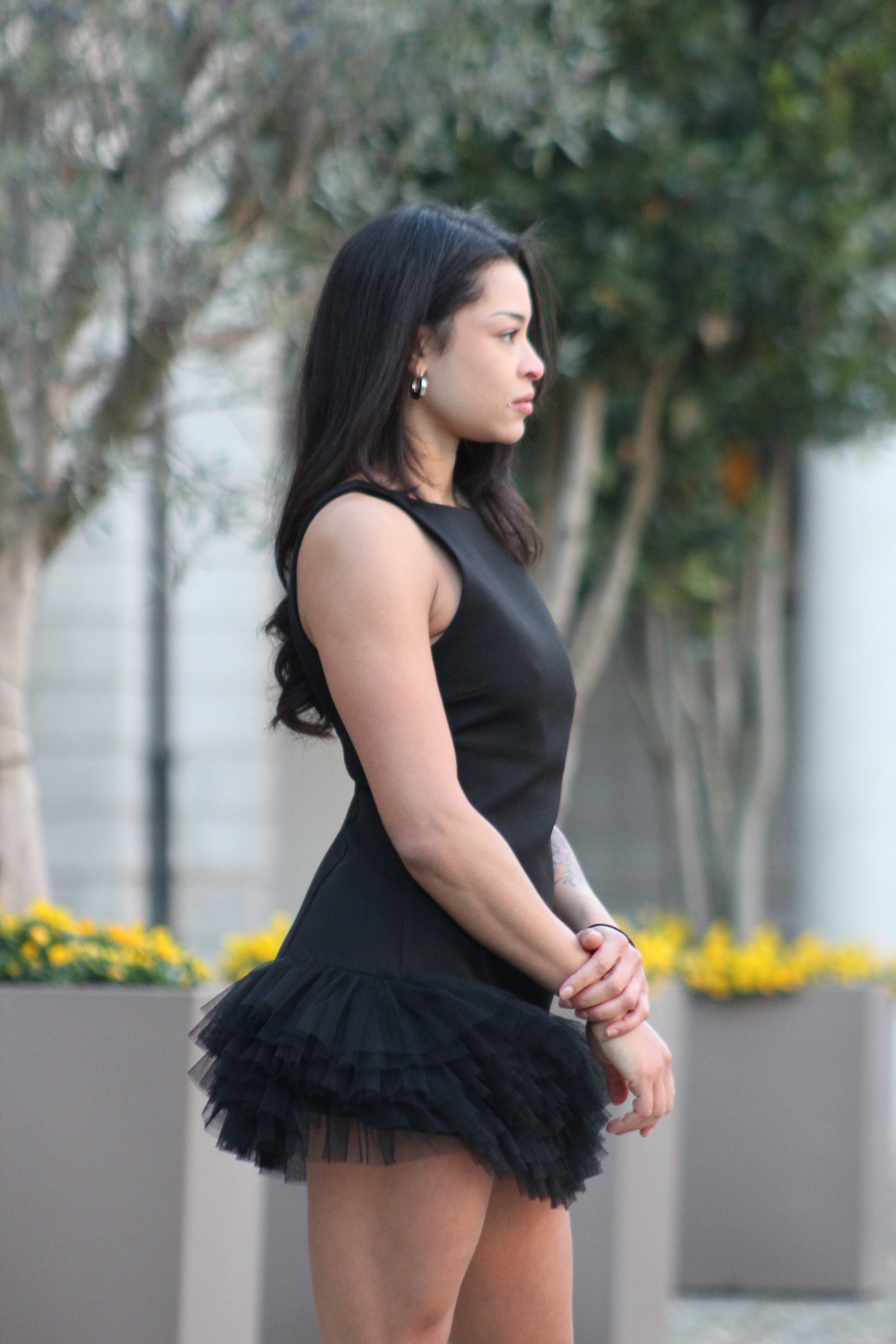 Abito tutina tulle nera