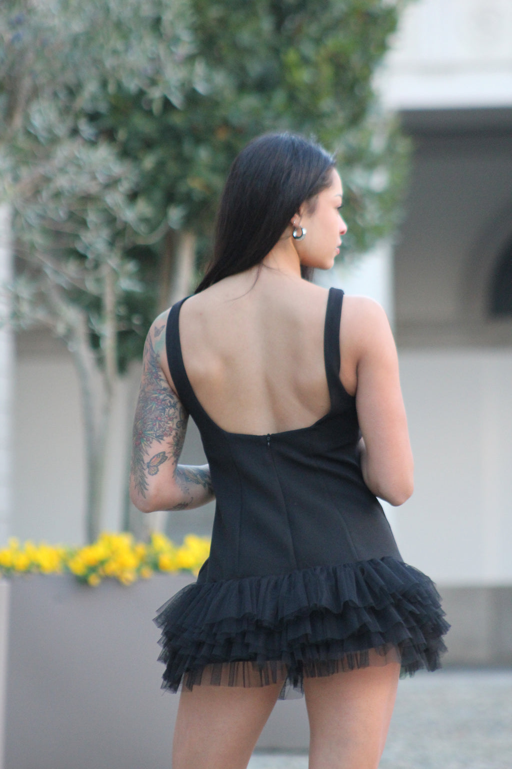 Abito tutina tulle nera