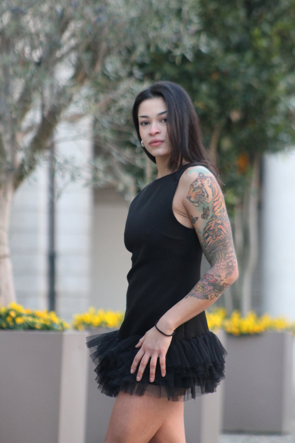 Abito tutina tulle nera