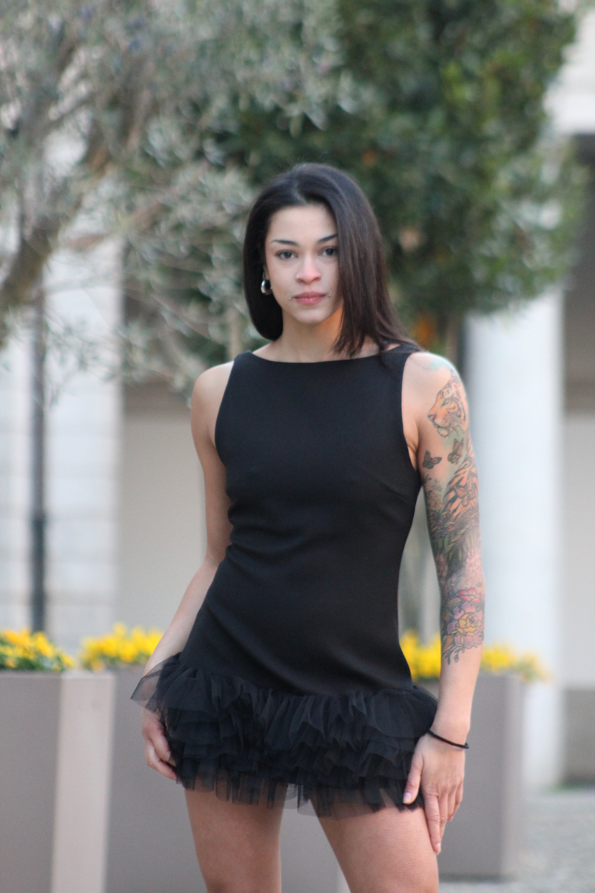 Abito tutina tulle nera