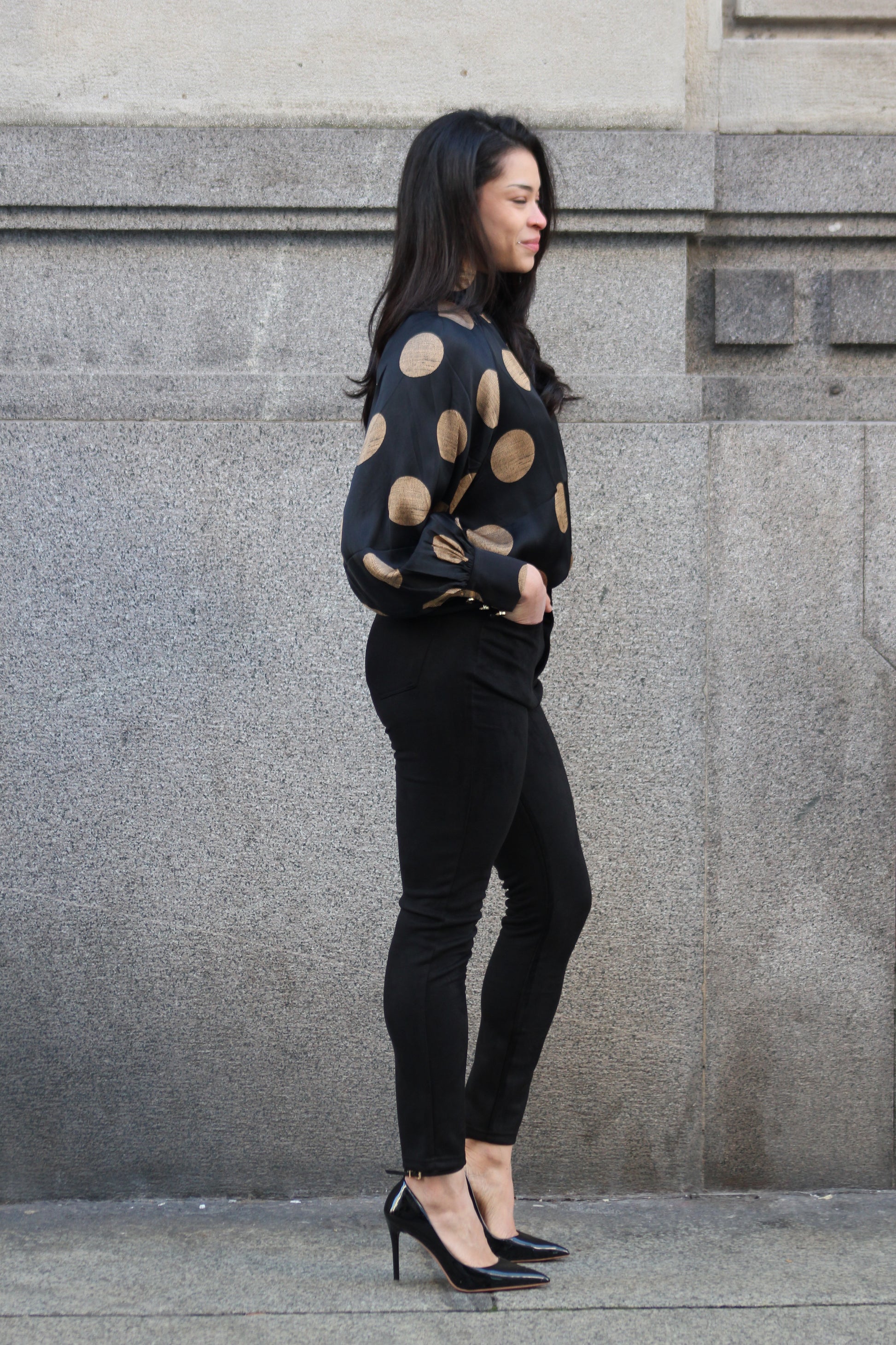 Pantalone skinny sigaretta scamosciato nero