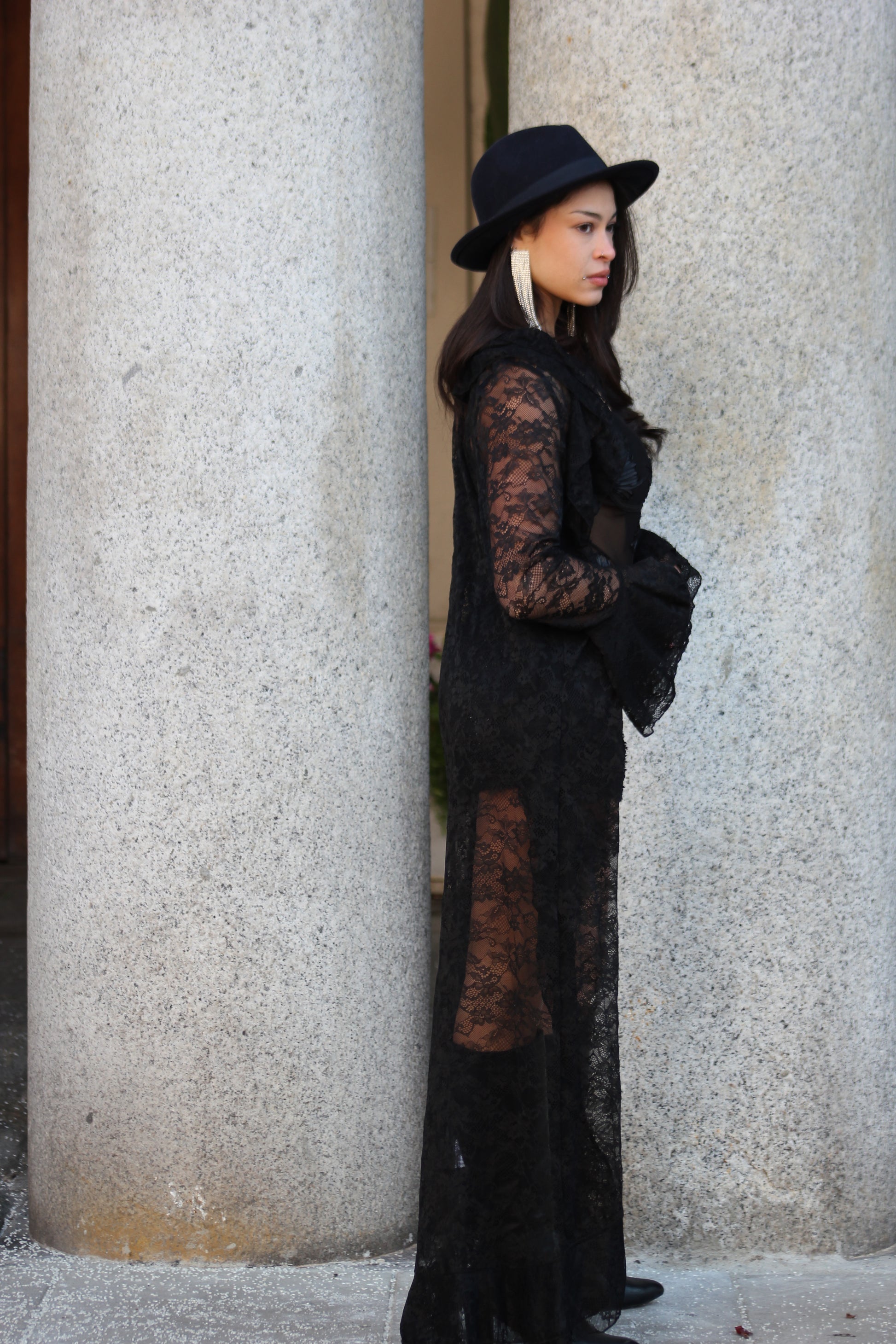 Cardigan lungo pizzo